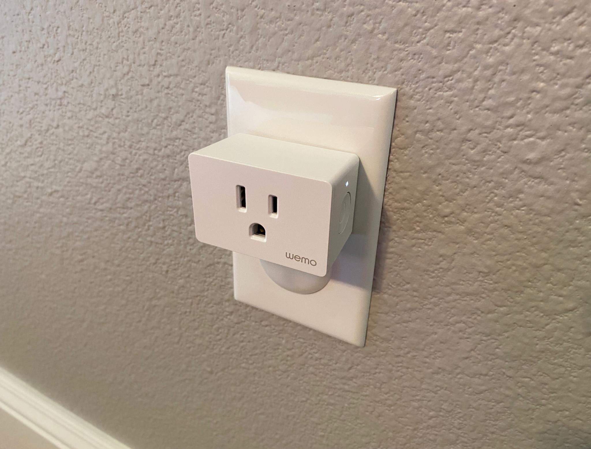 Wemo Wifi Smart Plug installed on an outlet