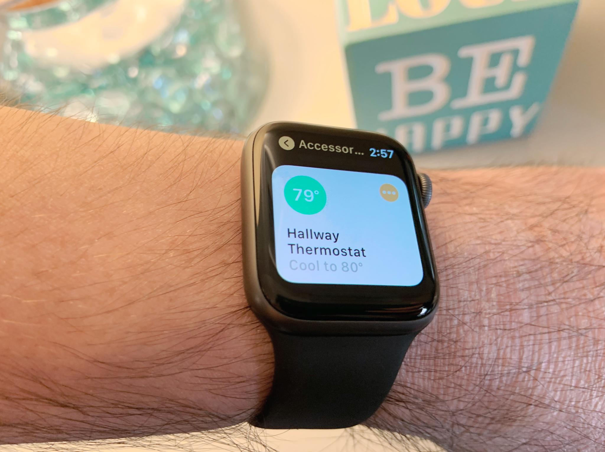 Home app displayed on an Apple Watch Series 4