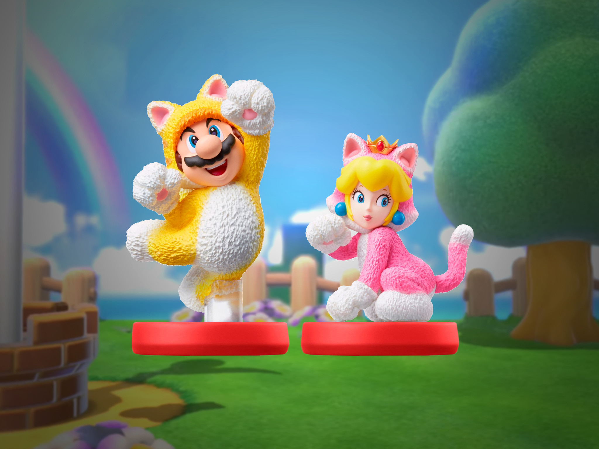 Cat Mario And Cat Peach Amiibo