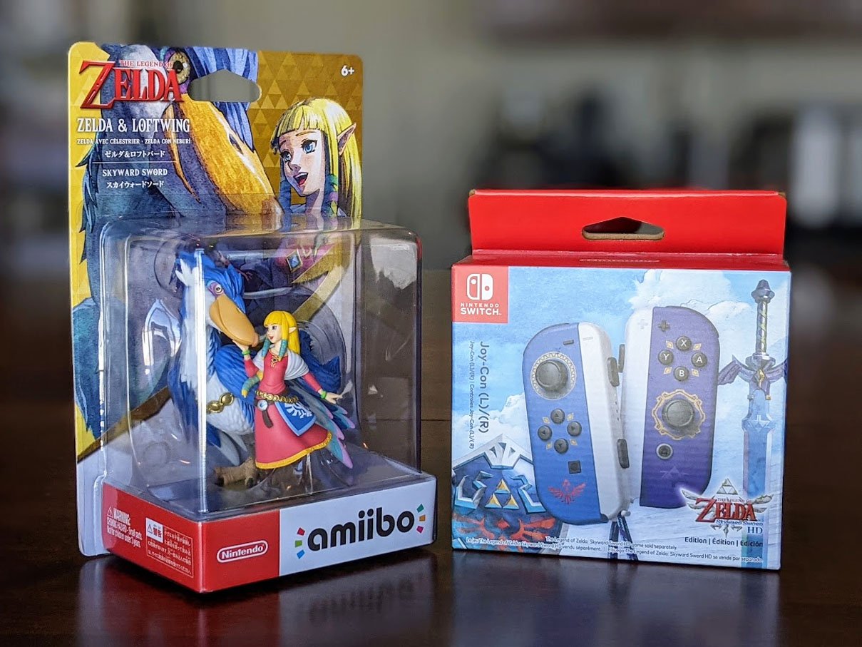 Skyward Sword Zelda And Loftwing Amiibo And Joy Cons Brighter