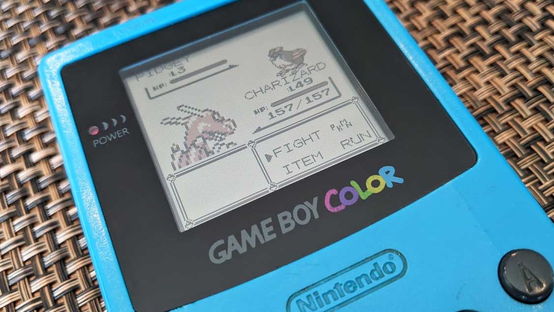 Pokemon Red On Game Boy Color Focused