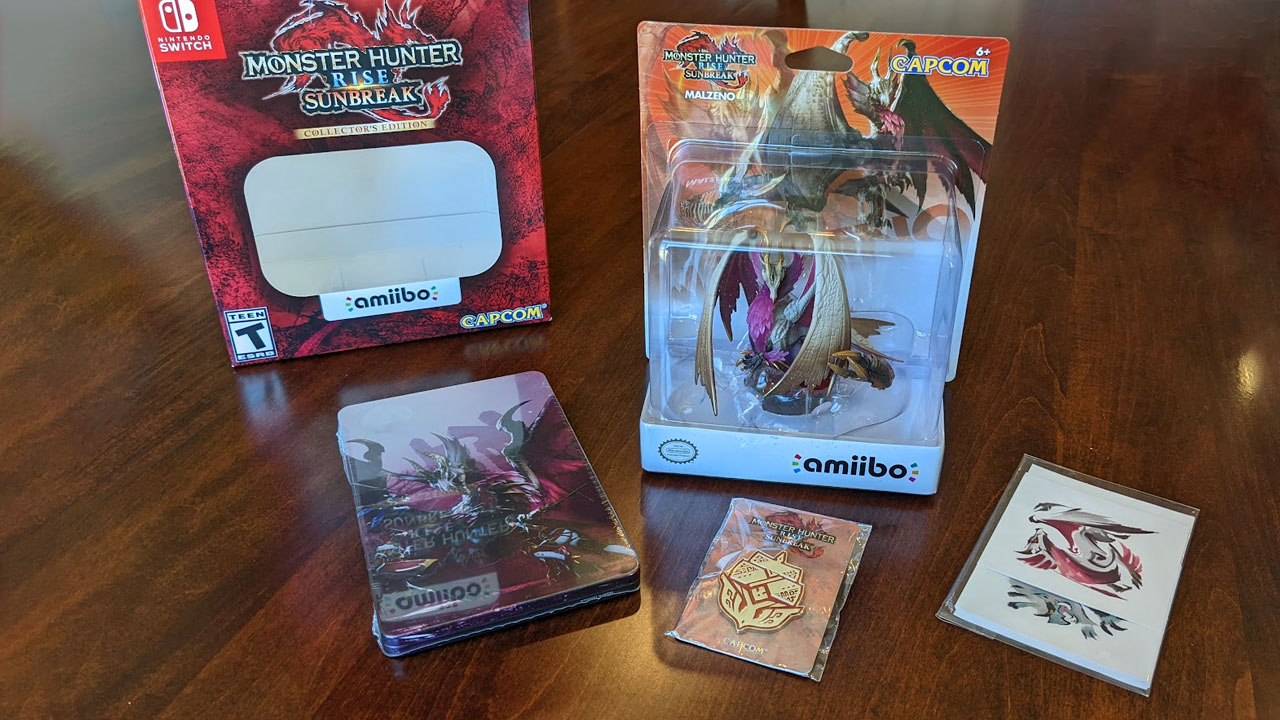Monster Hunter Rise Sunbreak Collectors Edition Items Laid Out