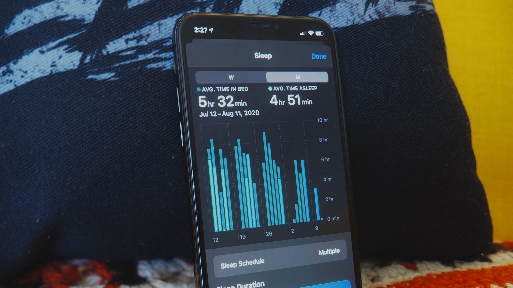 Data tidur di aplikasi kesehatan di iPhone
