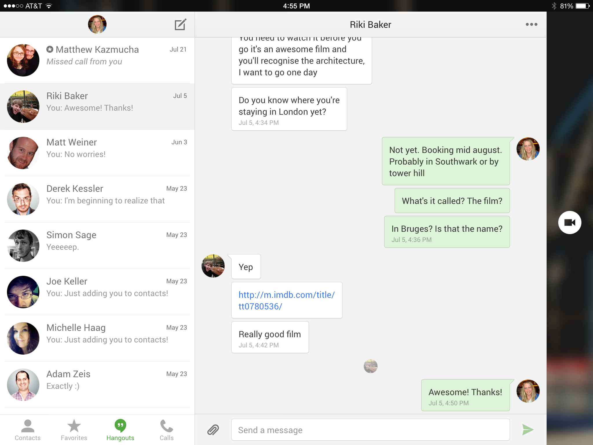 What apps allow live video chat on the iPad?