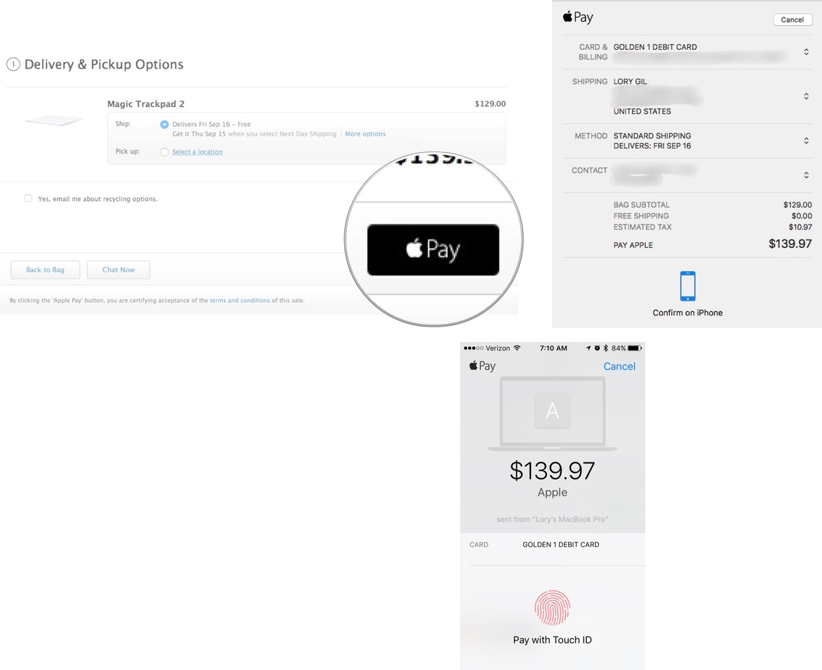 Apple Pay on the web with Mac