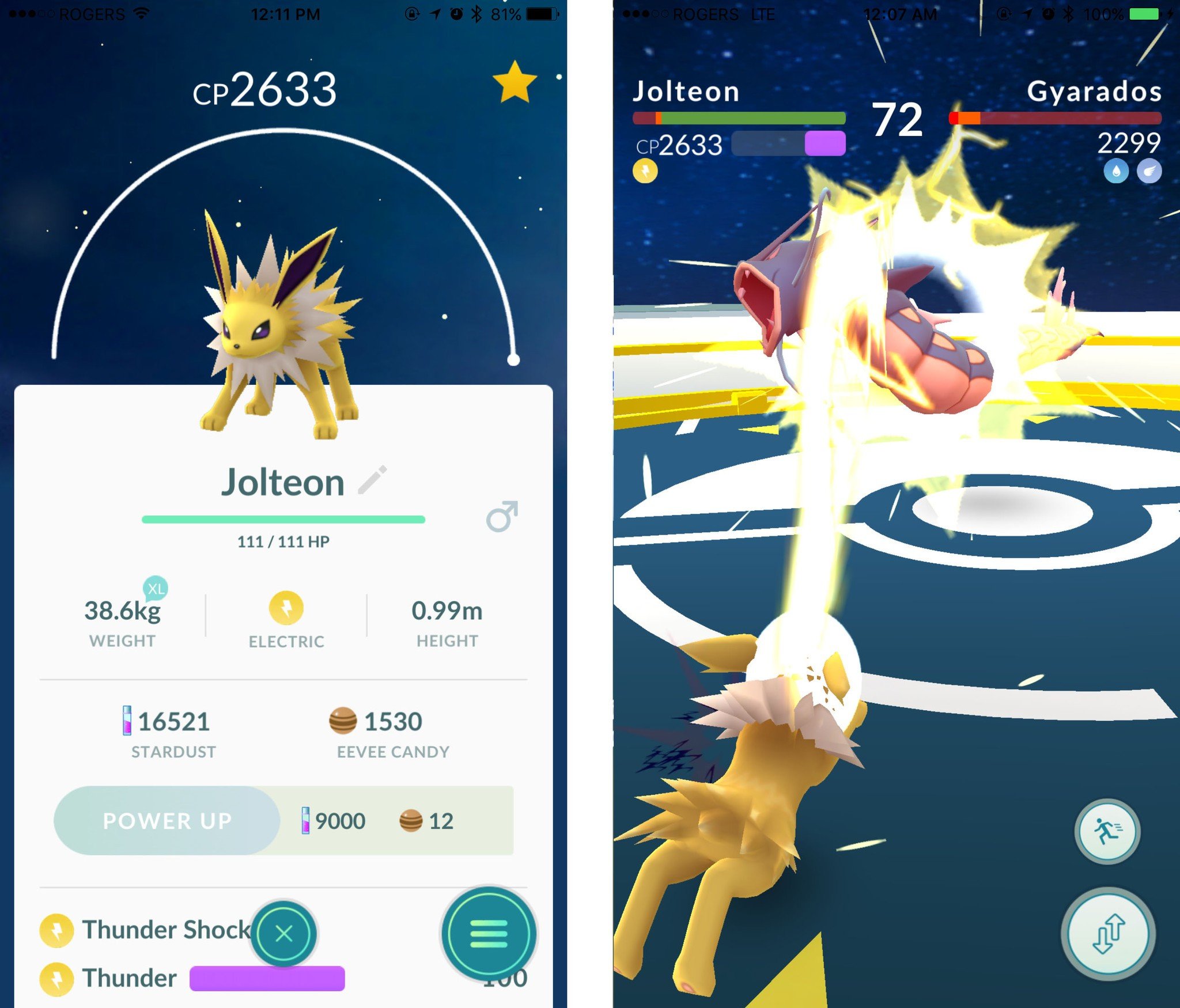 Image result for pokemon go jolteon vs gyarados