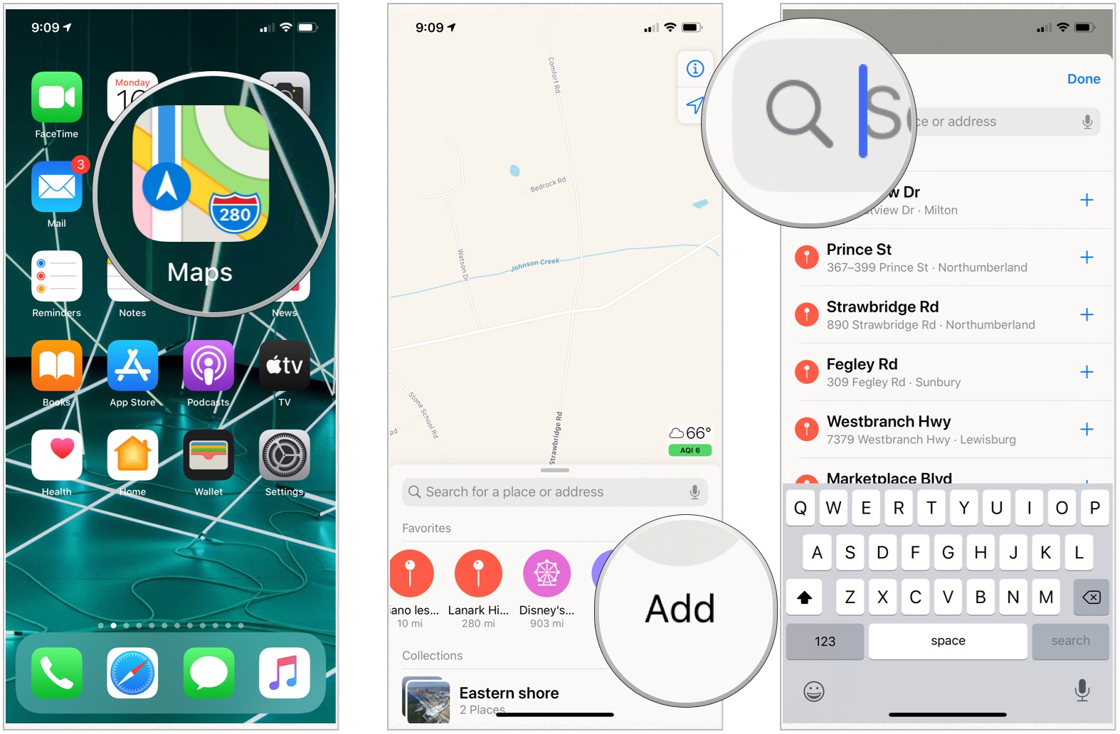 Maps app add new favorite location
