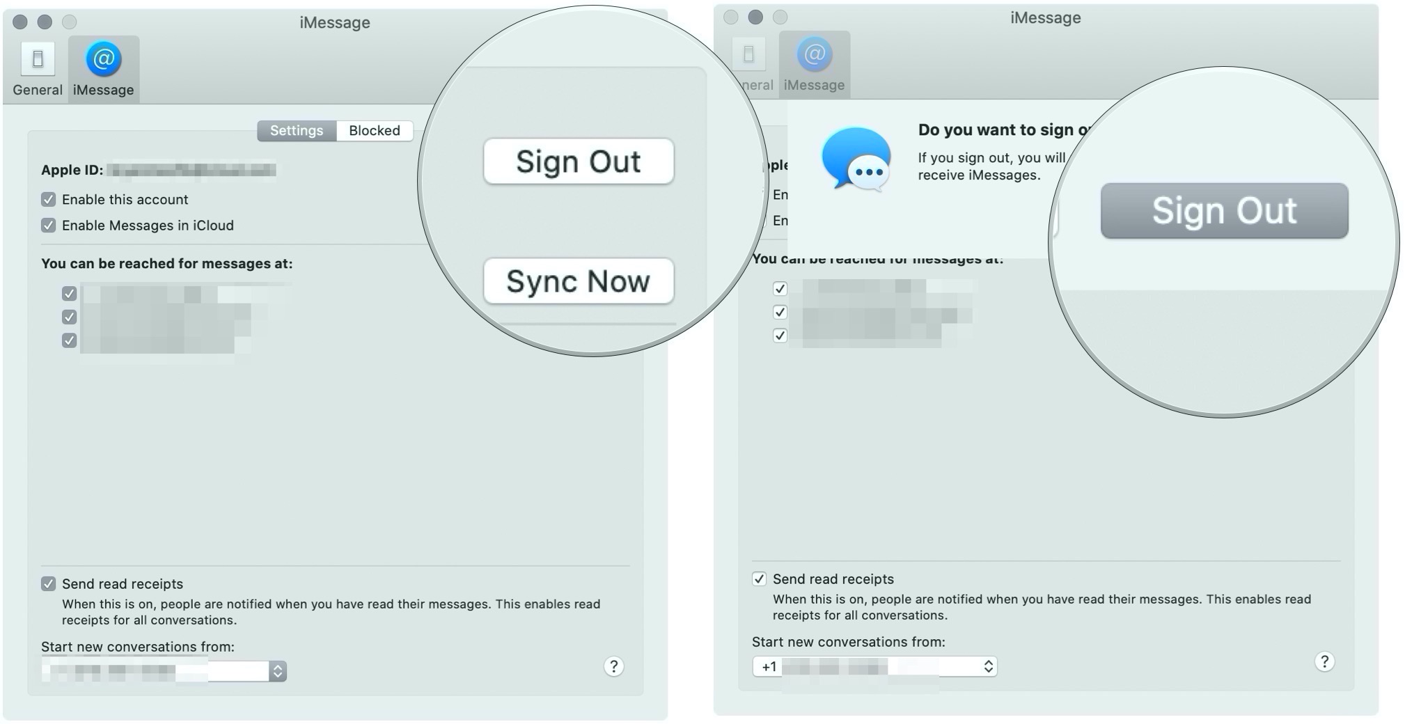 iMessage log out on Mac