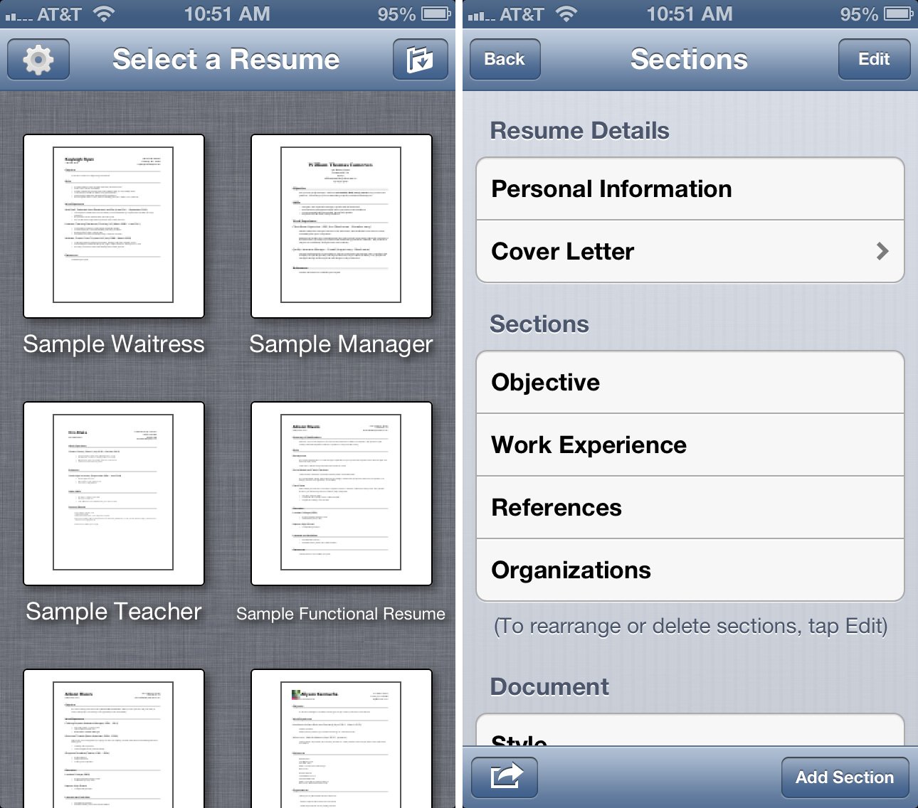 resume designer for iphone and ipad review  create good looking resumes on the go  no computer