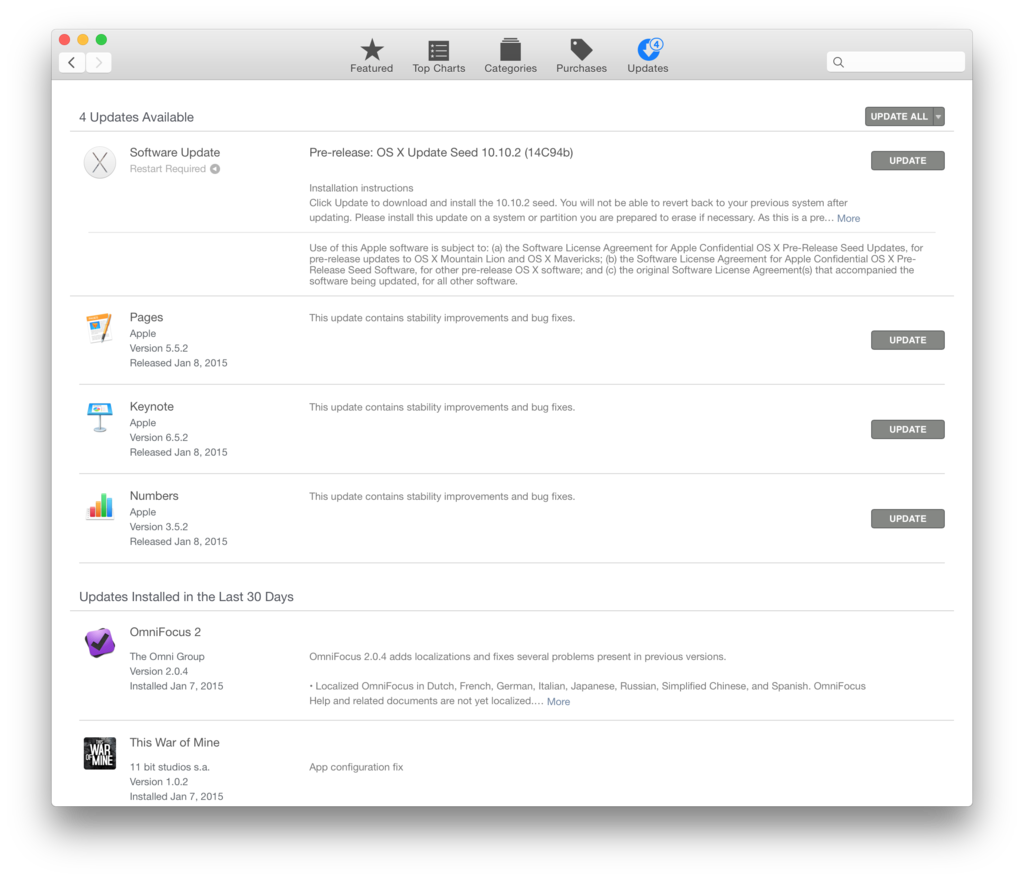 iWork OS X update