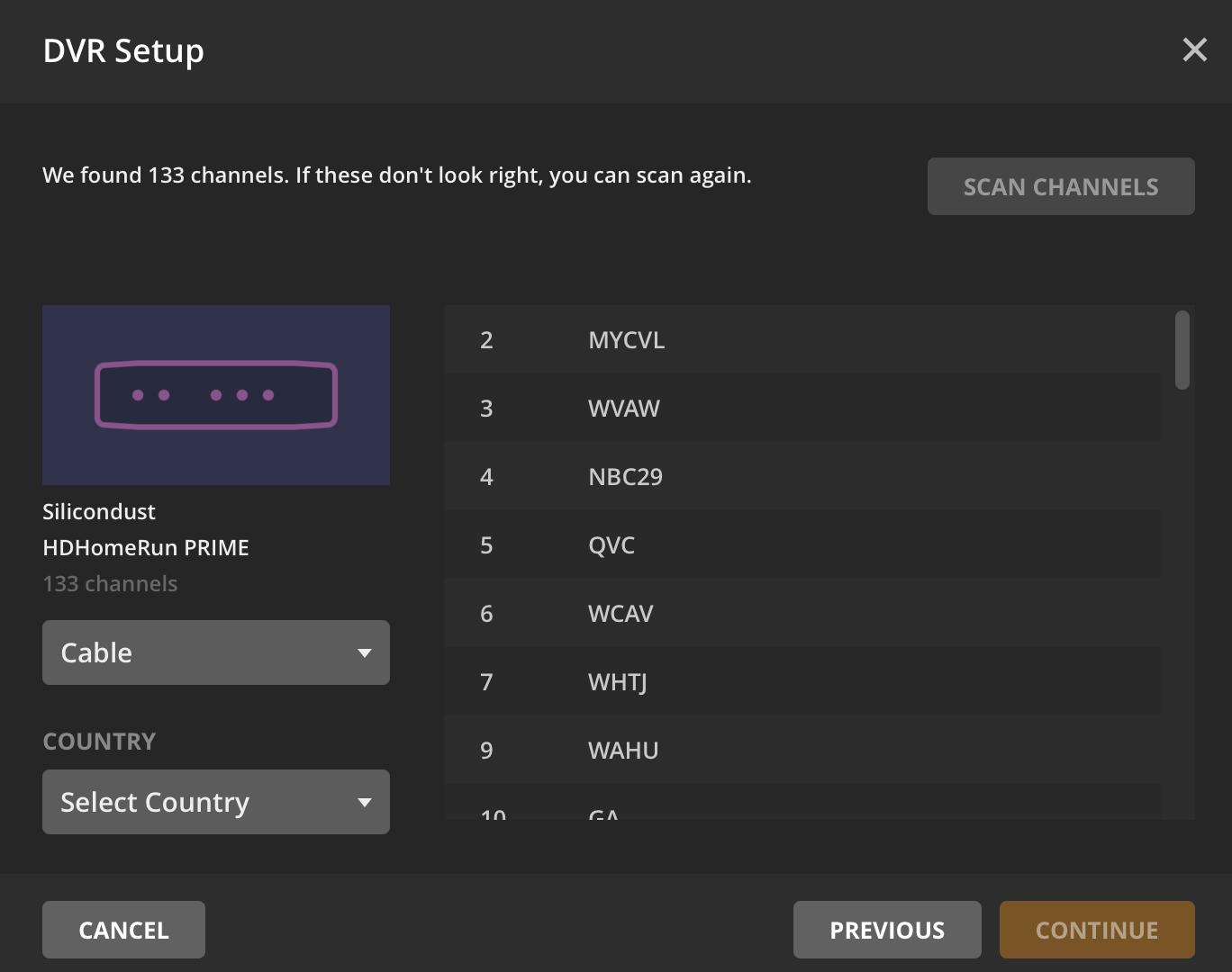 Plex pulls channel listings off your tuner.