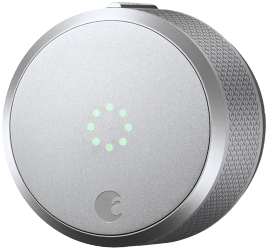 August Smart Lock Pro in silver on a white background
