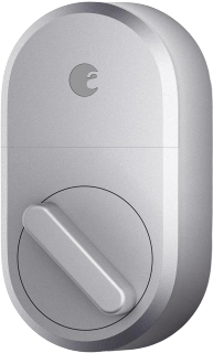 August smart lock in silver on a white background
