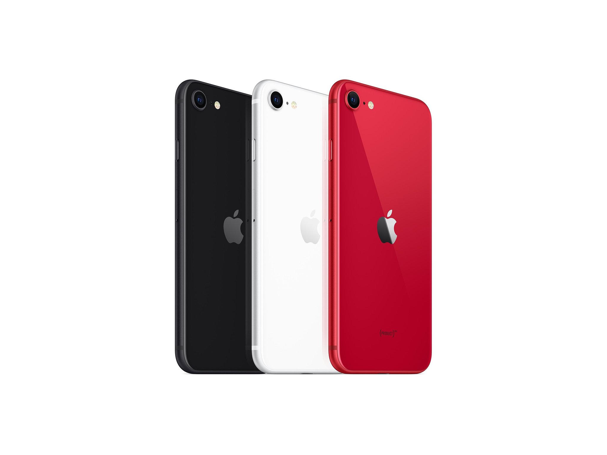 The new iPhone SE (2020) in red, white, and black
