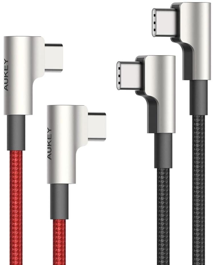 Aukey Right Angle Charging Cable Usb C To Usb C Render Cropped