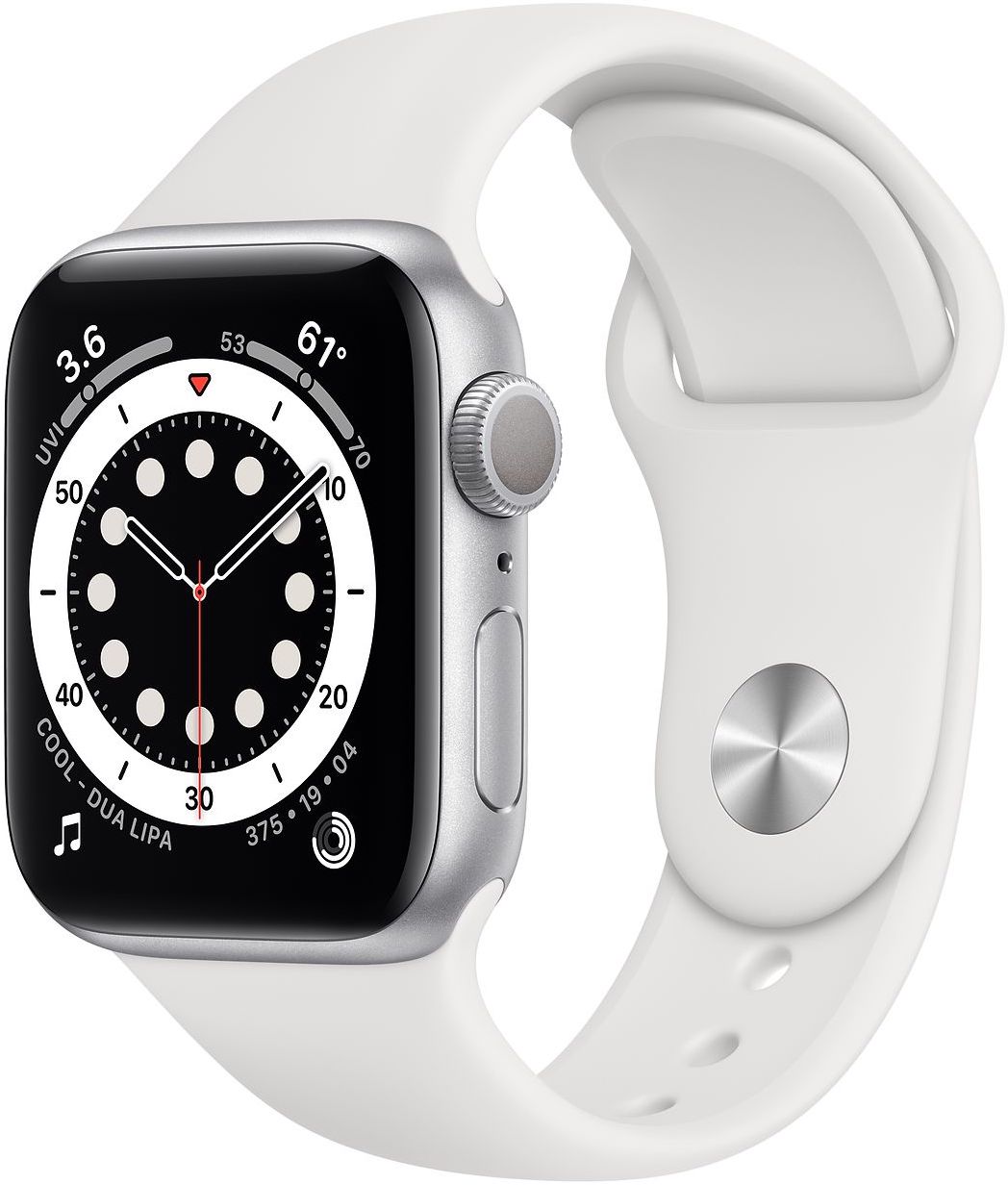 Apple Watch Series 6 Silver Aluminum White Sport Band
