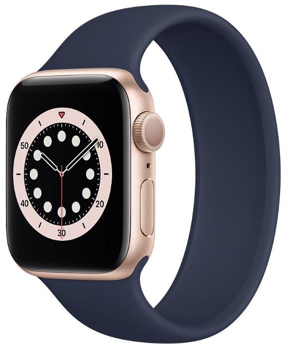 Apple Watch Gold Aluminum Navy Solo Loop Render Cropped