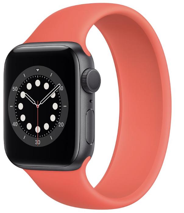 Apple Watch Space Gray Aluminum Pink Citrus Solo Loop Render Cropped