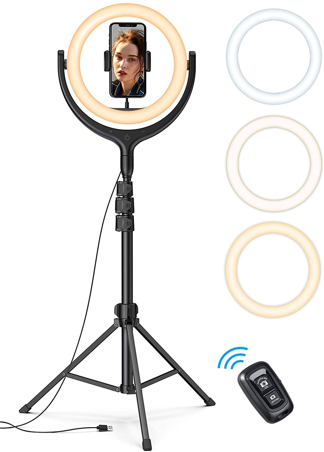 LED Selfie Ring Light, Portable Selfie Ring Light, Selfie Light with Stand,  Flexible Cell Phone Holder, 3 Light Mode, 11 Brighteness Levers, Power  Metal Pedestal Clip, Chridtmas Gift for Girl Mom Kids -