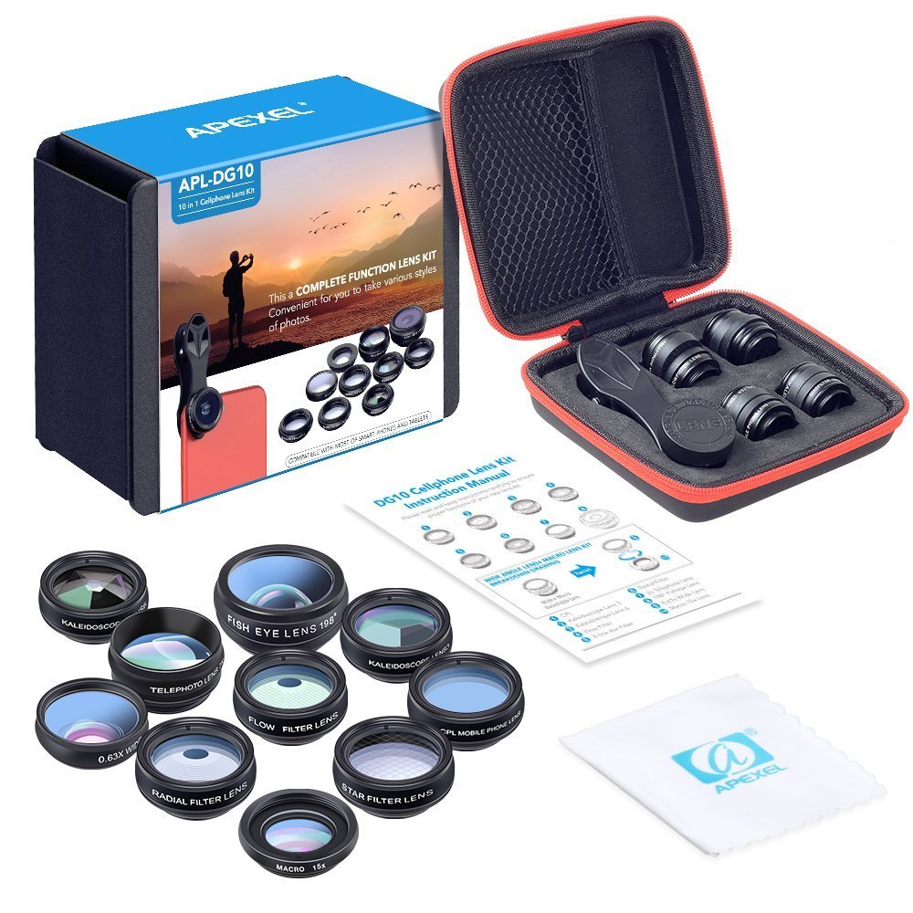 Apexel 10-in-1 phone lens kit