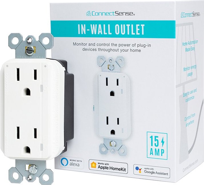 Connectsense Smart Inwall Outlet and packaging