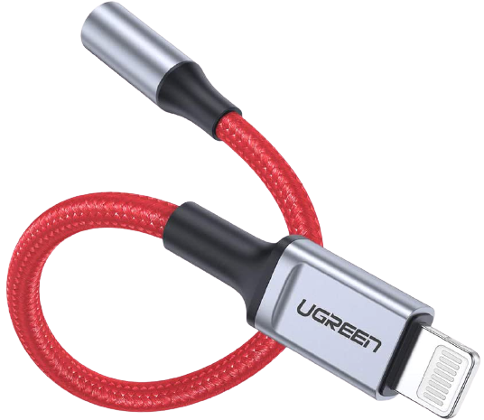 Ugreen Lightning To 35mm Headphone Adapter in red