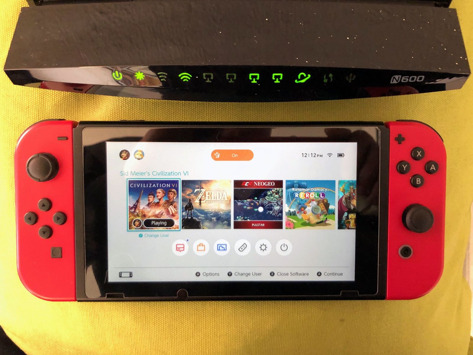 Router with Nintendo Switch next to it