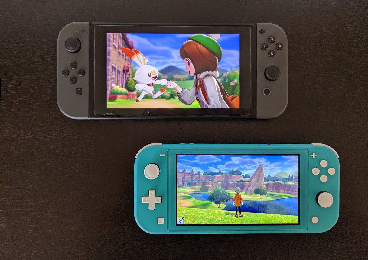 Nintendo Switch and Nintendo Switch Lite with Pokemon Sword and Shield