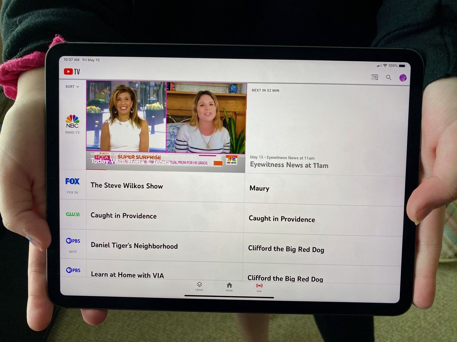 YouTube TV on iPad Pro