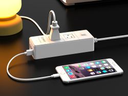 This $6 surge protector power strip is equipped with four USB ports