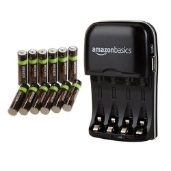 This discounted AmazonBasics bundle includes 12 AAA batteries and a charger