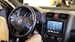 iPad mini installed in the dash of a VW Jetta as an in car entertainment front end