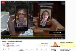 Verizon BlackBerry Z10 ad running as pre-roll on Apple's iPhone 5 YouTube video