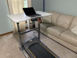 Get fit while you work with the Sunny Health & Fitness Treadmill Desk
