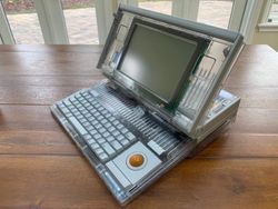 This is what a restored Macintosh Portable M5120 prototype looks like
