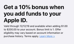 For a limited time, get a 10% bonus on funds added to your Apple ID