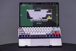 Epomaker's NT68 mechanical keyboard sits atop MacBooks for easier typing
