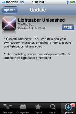 Lightsaber Unleashed 2.1: Custom Characters and Sabers for the iPhone