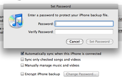 iPhone OS 3.0: Encrypt iPhone Backups in iTunes 8.1