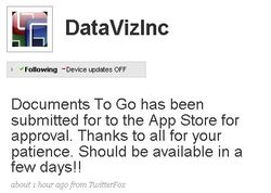 Dataviz: Documents To Go has been submitted to the App Store!
