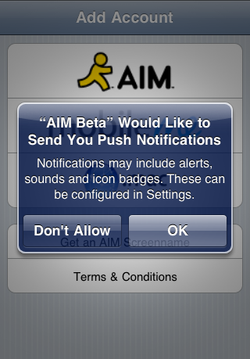iPhone Push Notification Testing Round 2: AIM