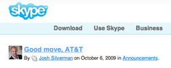 Skype Comments on AT&T Policy Change Allowing VoIP over 3G Network