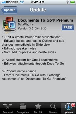 Documents to Go Goes Premium, Adds PowerPoint, Gmail Support for iPhone
