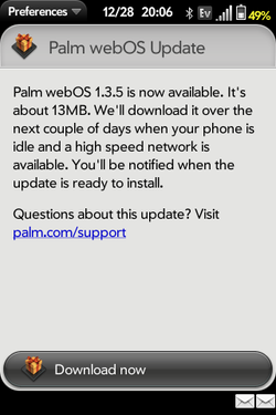 The Competition: Palm webOS 1.3.5 Brings Speed, not iTunes Hackery
