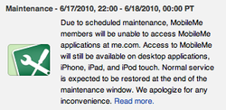 MobileMe down tonight, updated tomorrow?