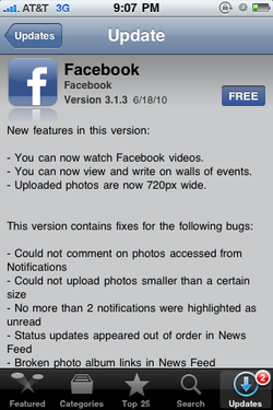 Facebook for iPhone 3.1.3 hits iTunes App Store