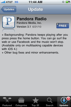 Pandora update for iOS 4 now available to download in App Store!