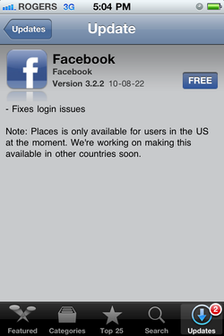 Facebook for iPhone 3.2.2 -- Login fixed?