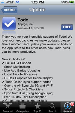 ToDo for iPhone Updated to support local notifications and much, much more...