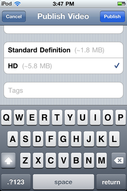 iOS 4.1 features: HD video uploads to YouTube